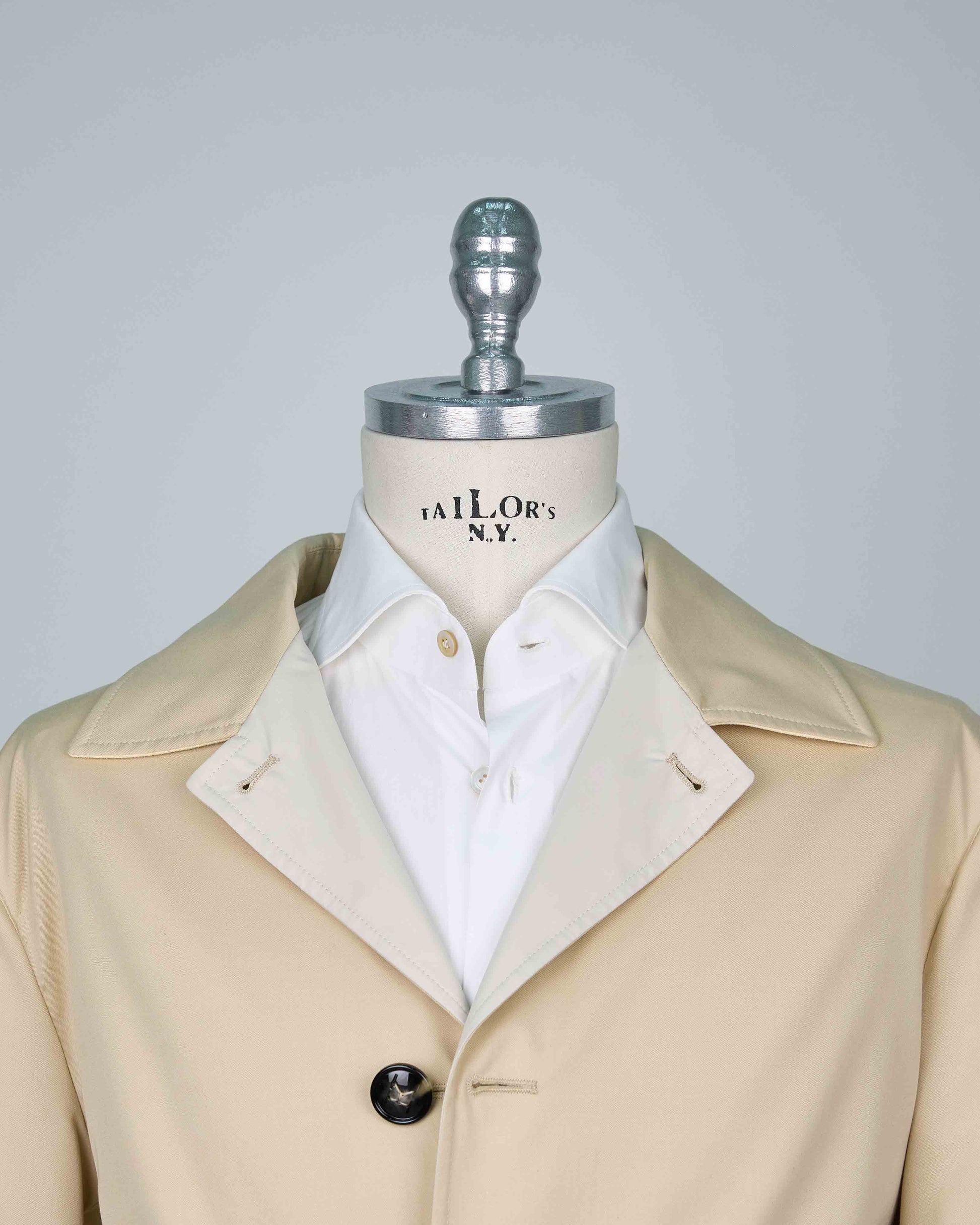 Kiton Beige Cotton Virgin Wool Overcoat