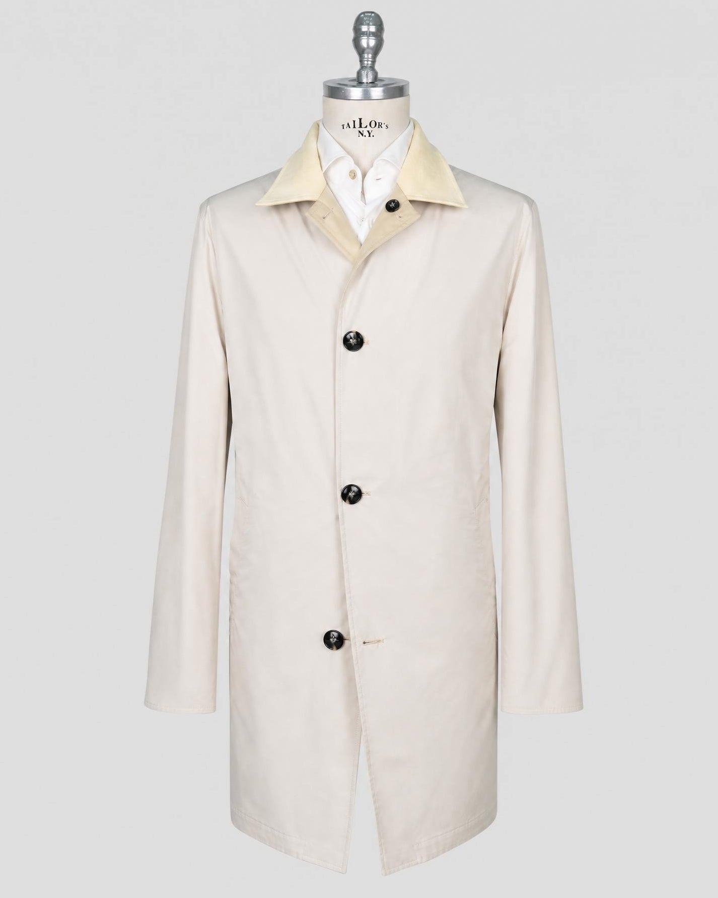 Kiton Beige Cotton Virgin Wool Overcoat