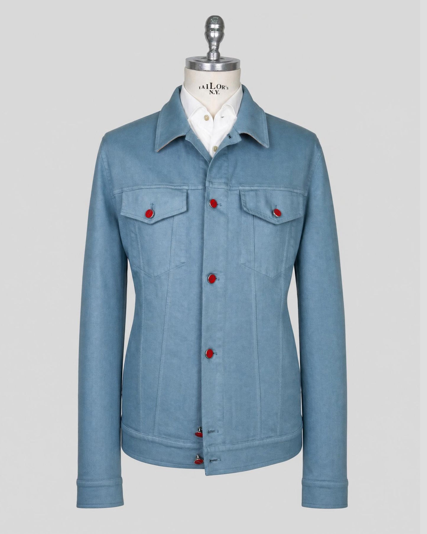 Kiton Light Blue Cotton Ea Coat