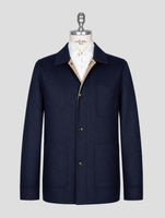 Kiton Blue Cashmere Silk Coat