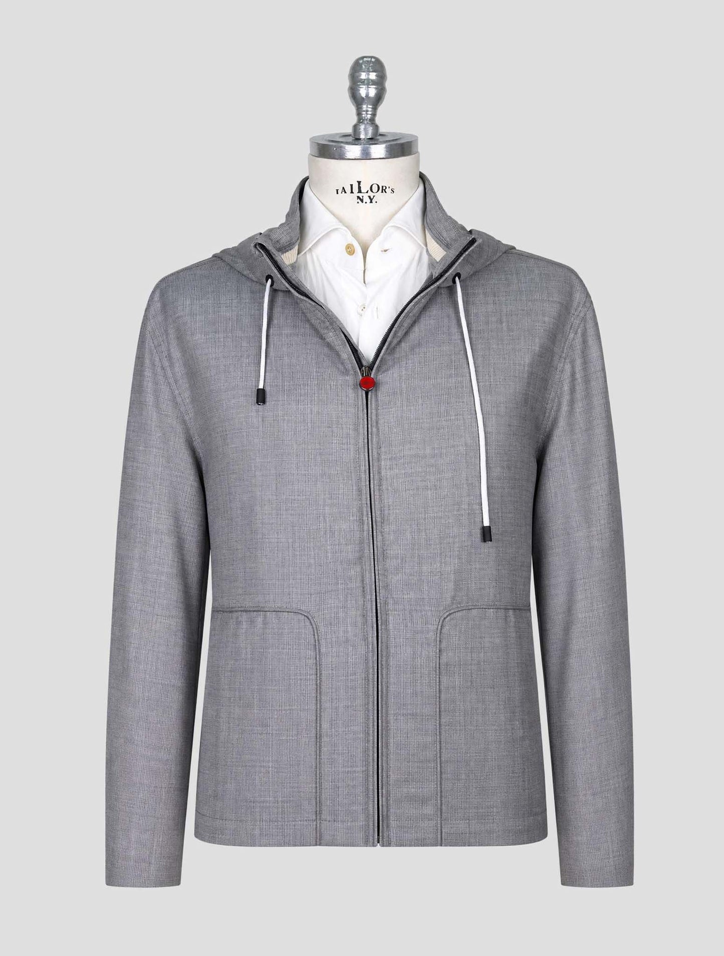 Kiton Gray Virgin Wool Pa Coat