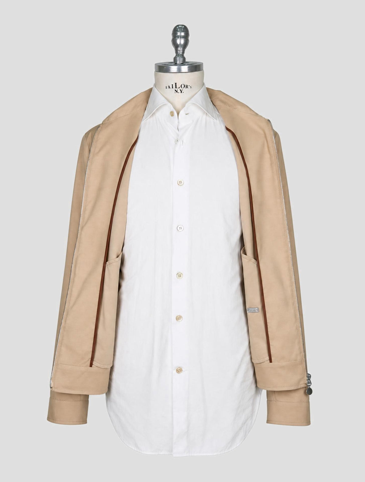 Kiton Beige Cotton Virgin Wool Coat