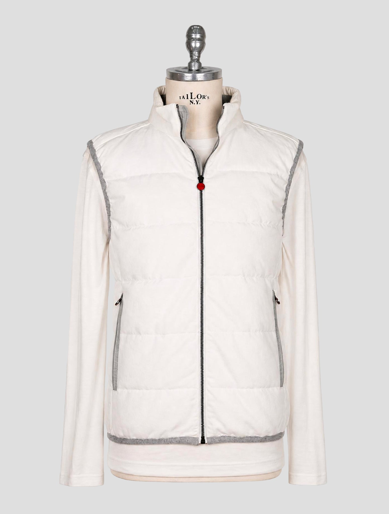 Kiton White Cotton Gilet Coat
