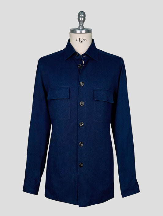 Kiton Blue Cotton Shirt