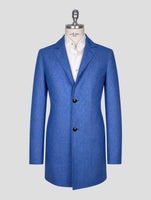 Kiton Blue Linen Overcoat