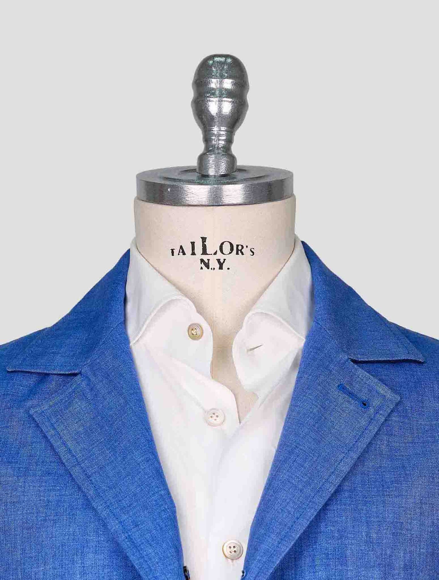 Kiton Blue Linen Overcoat