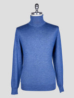 Kiton Blue Silk Cashmere Silk Sweater Turtleneck