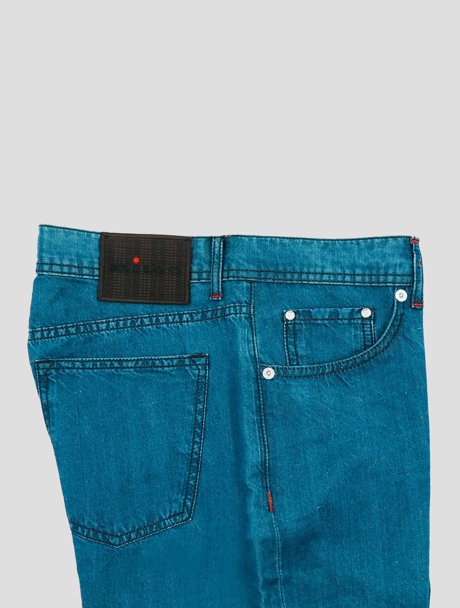 Kiton Blue Cotton Linen Jeans