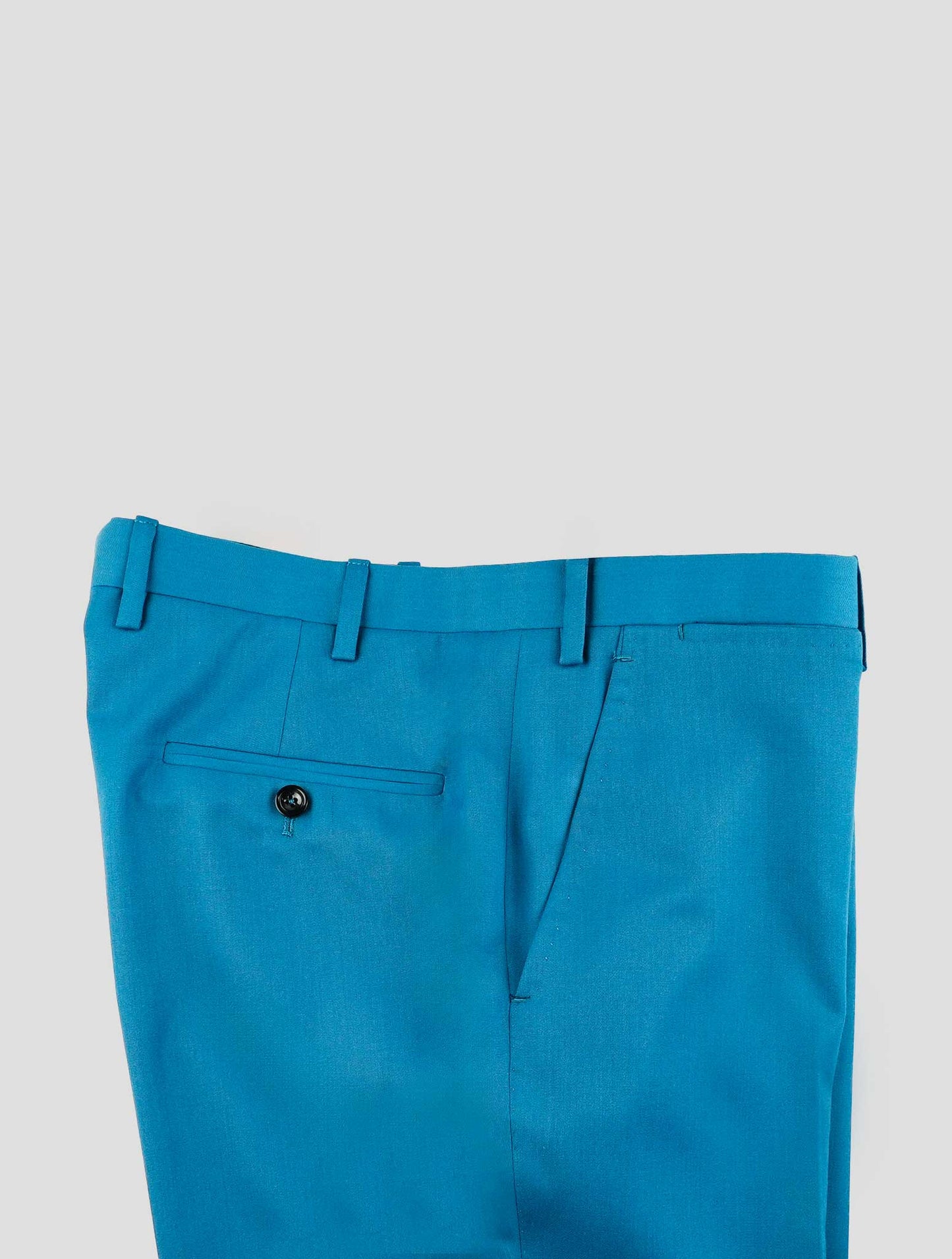 Kiton Blue Wool 14 Micron Dress Pants