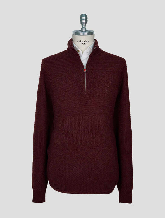 Kiton Burgundy Cashmere Sweater Half Zip