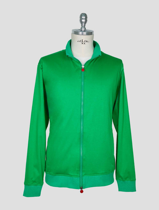 Kiton Green Cotton Sweater Full Zip