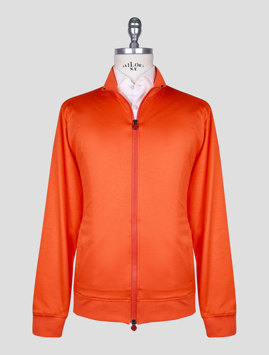 Kiton Orange Cotton Sweater Full Zip