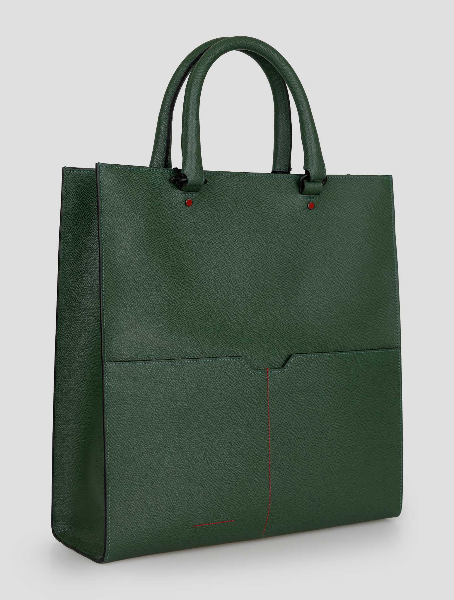 Kiton Green Leather Tote Bag