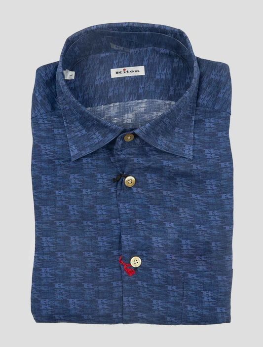 Kiton Blue Linen Shirt Nerano