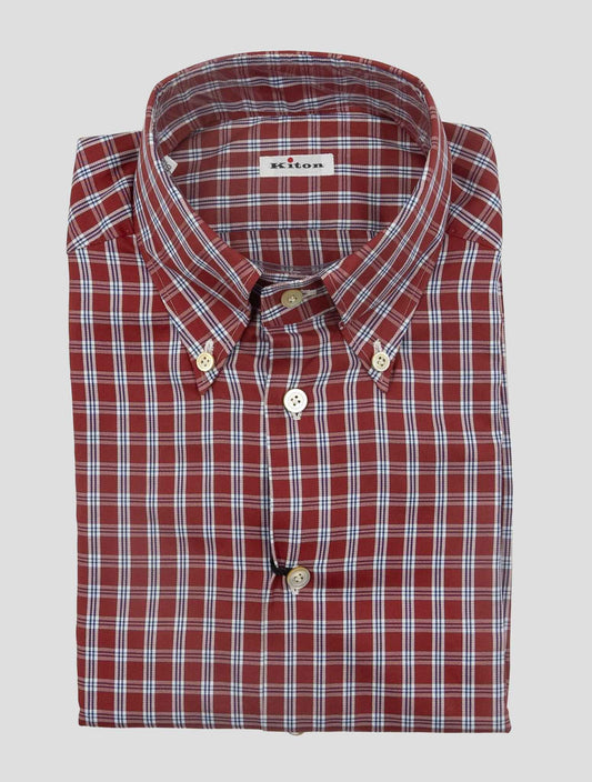 Kiton Red White Cotton Shirt