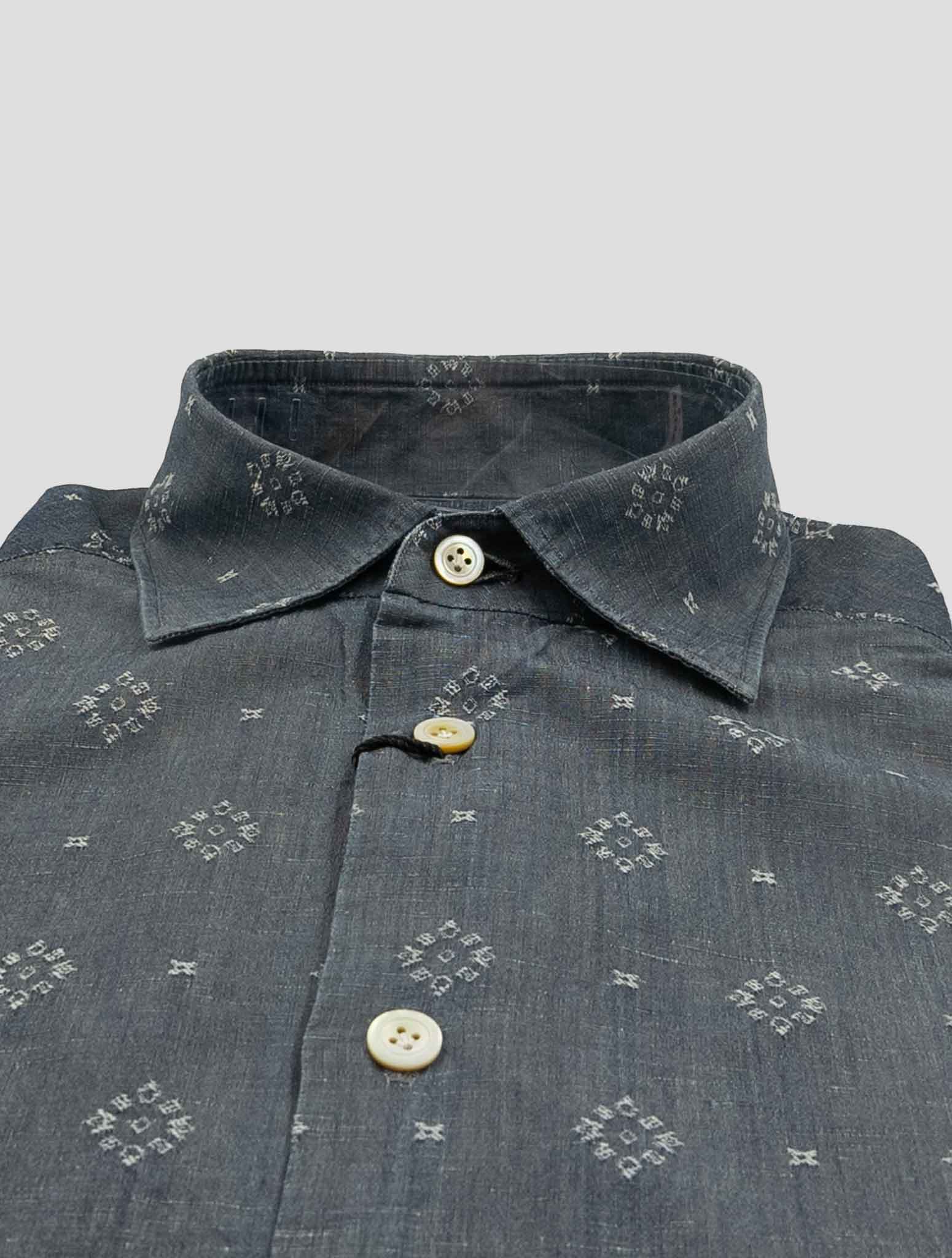 Kiton Gray Linen Cotton Washed Shirt Nerano