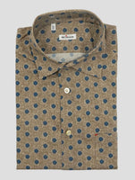 Kiton Brown Blue Cotton Shirt Nerano