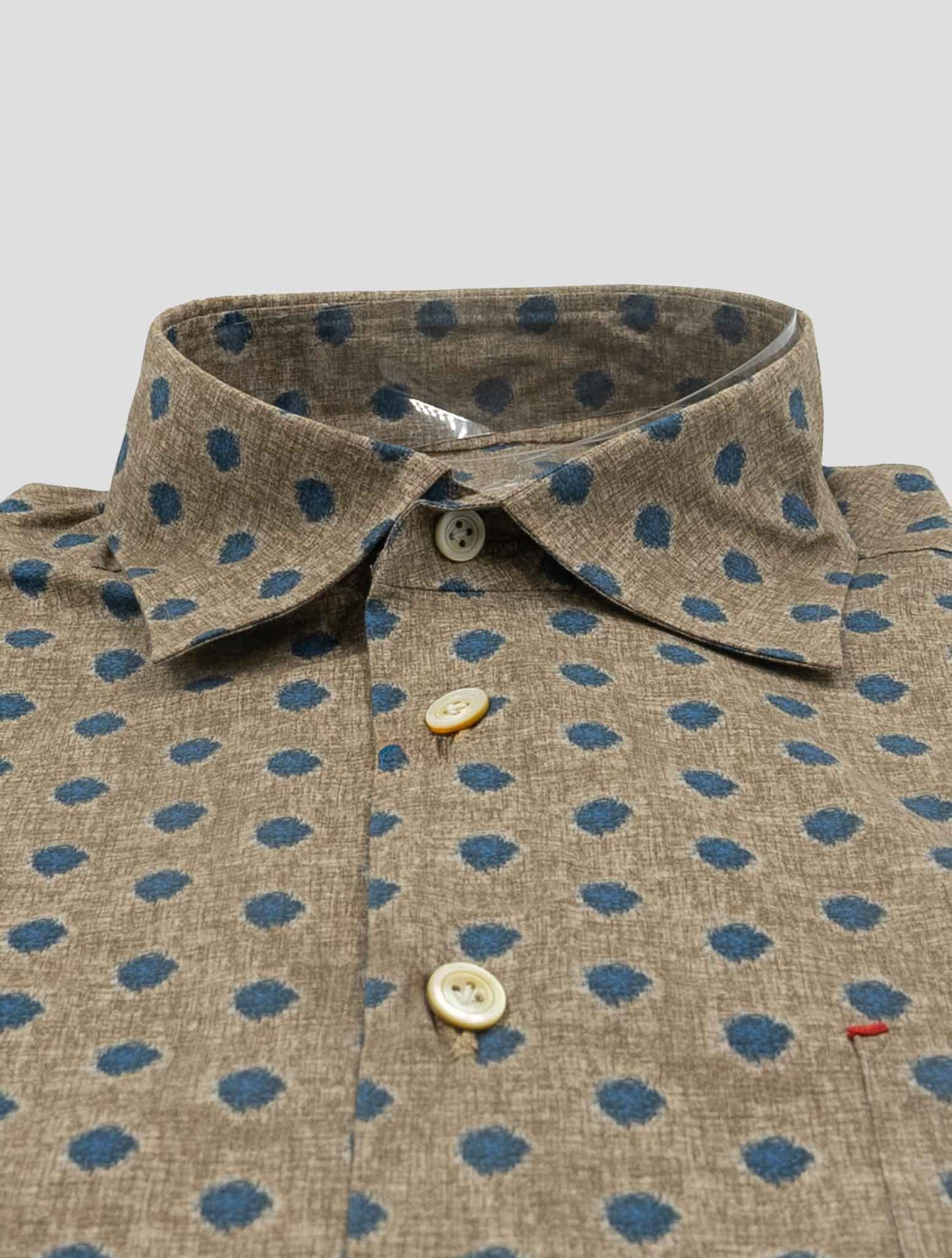 Kiton Brown Blue Cotton Shirt Nerano