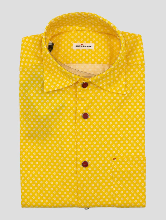 Kiton Yellow White Cotton Shirt Nerano