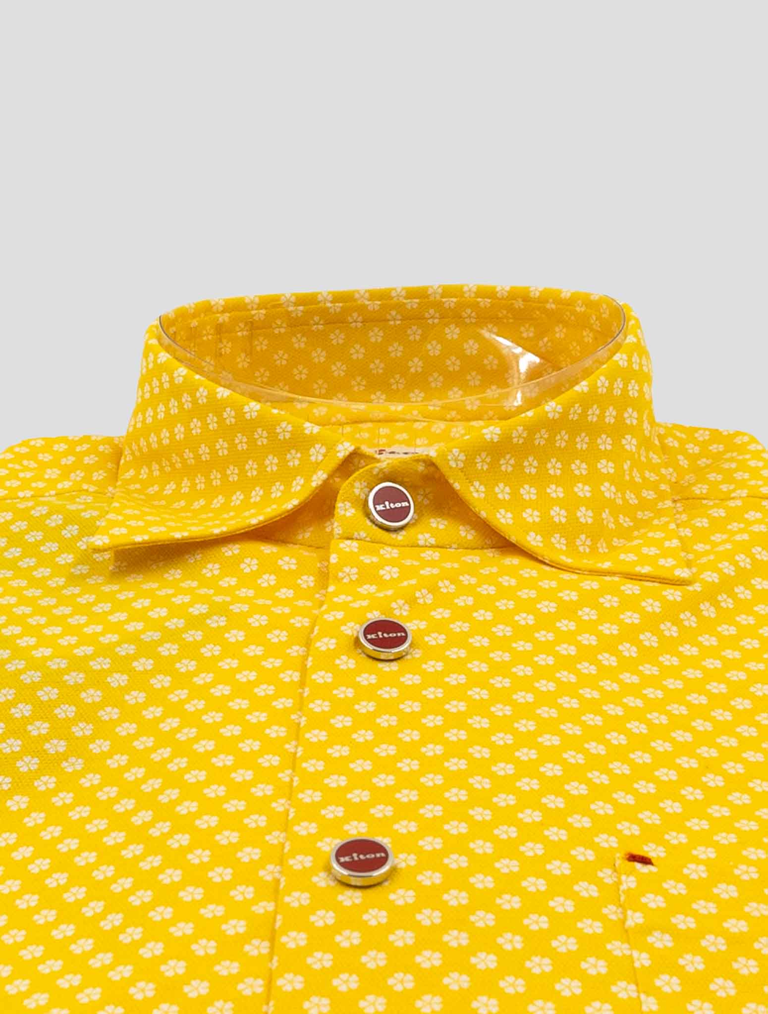 Kiton Yellow White Cotton Shirt Nerano