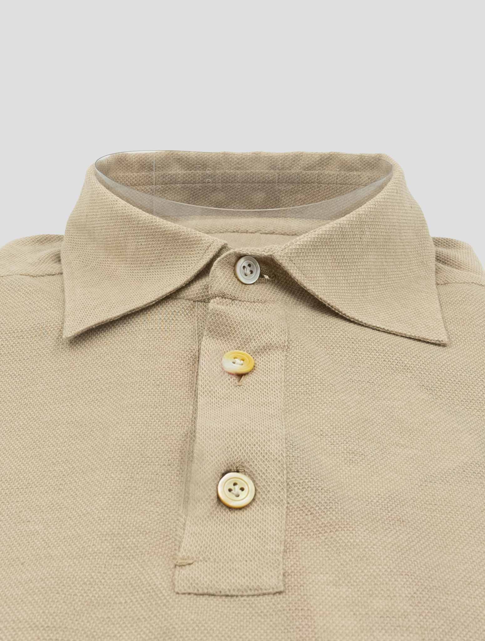 Kiton Light Brown Linen Cotton Polo Shirt Positano