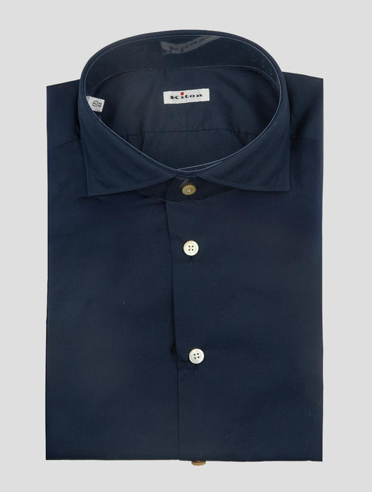 Kiton Blue Navy Cotton Shirt