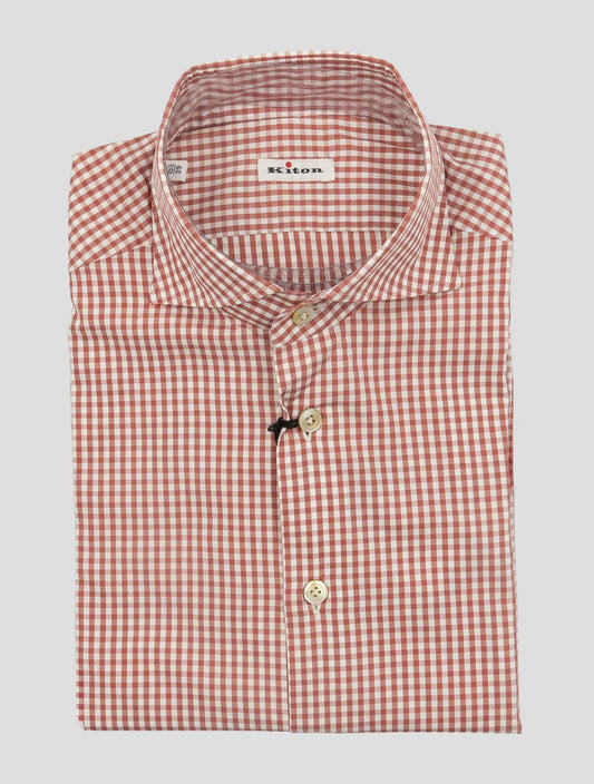 Kiton Red White Cotton Shirt