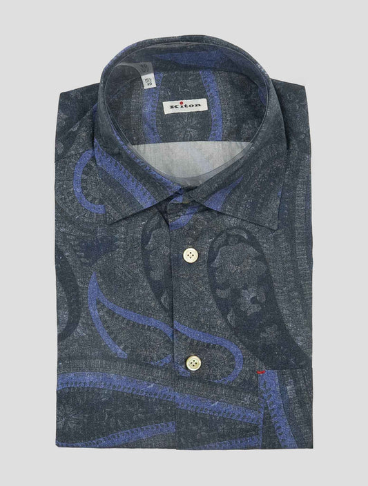 Kiton Blue Gray Cotton Shirt Nerano