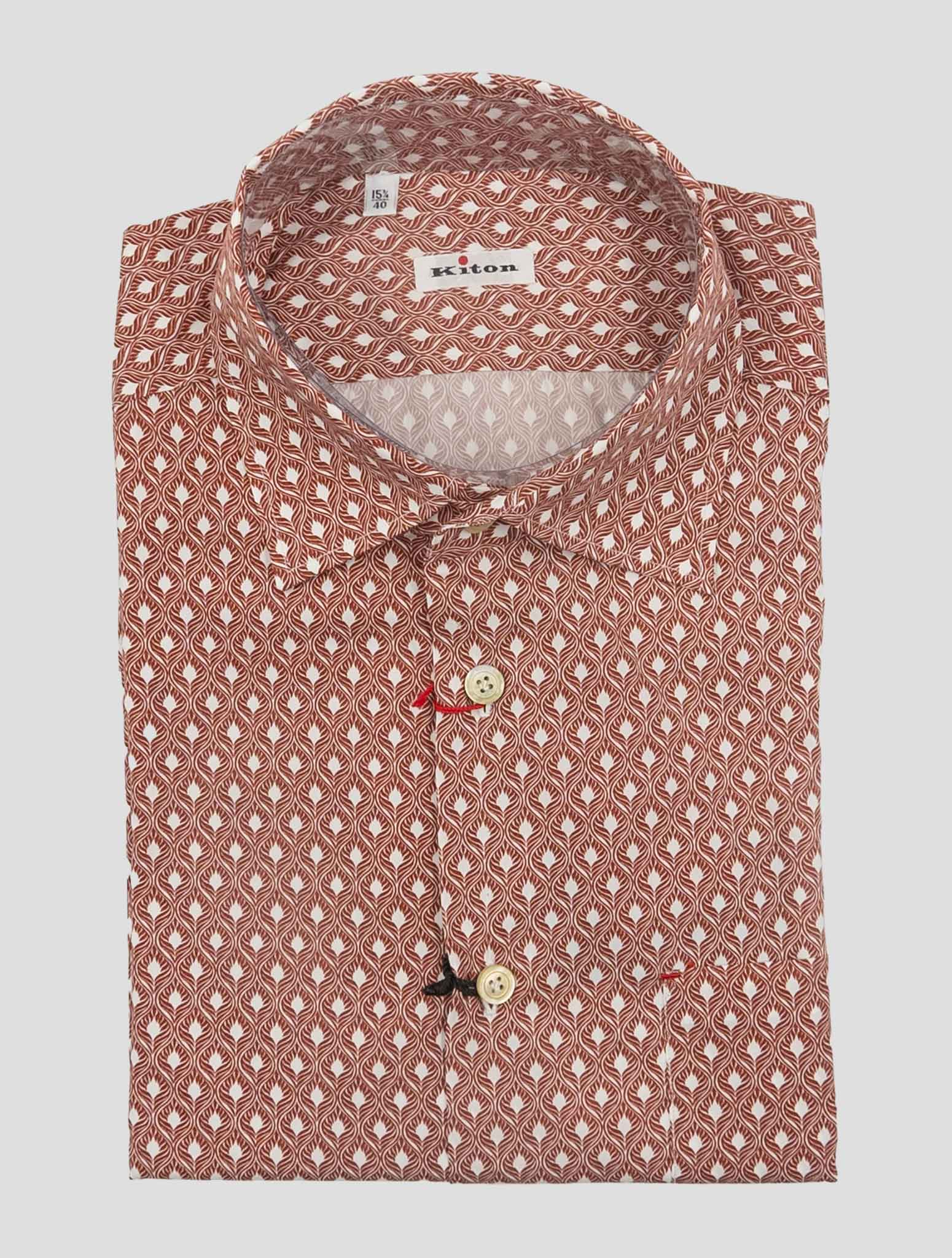 Kiton Red White Cotton Shirt Nerano