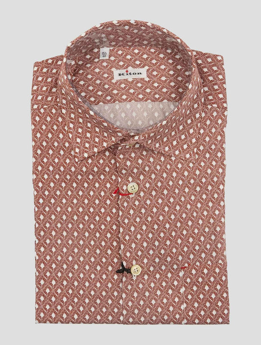 Kiton Red White Cotton Shirt Nerano
