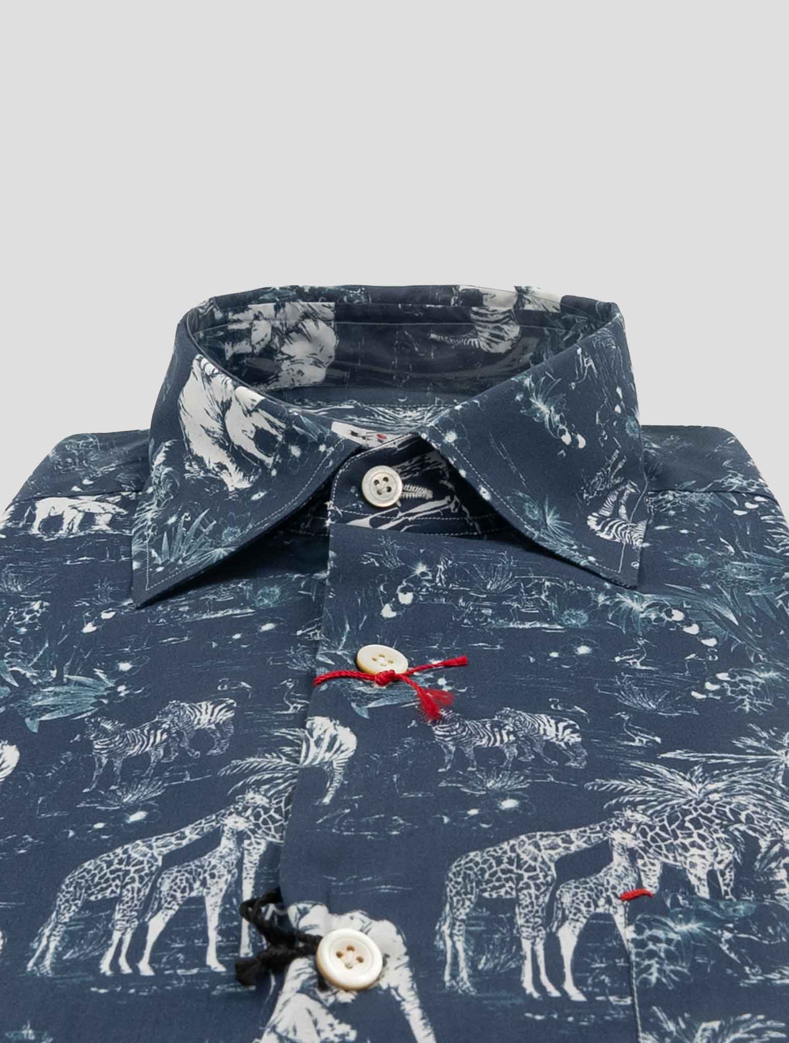 Kiton Blue White Cotton Shirt Nerano