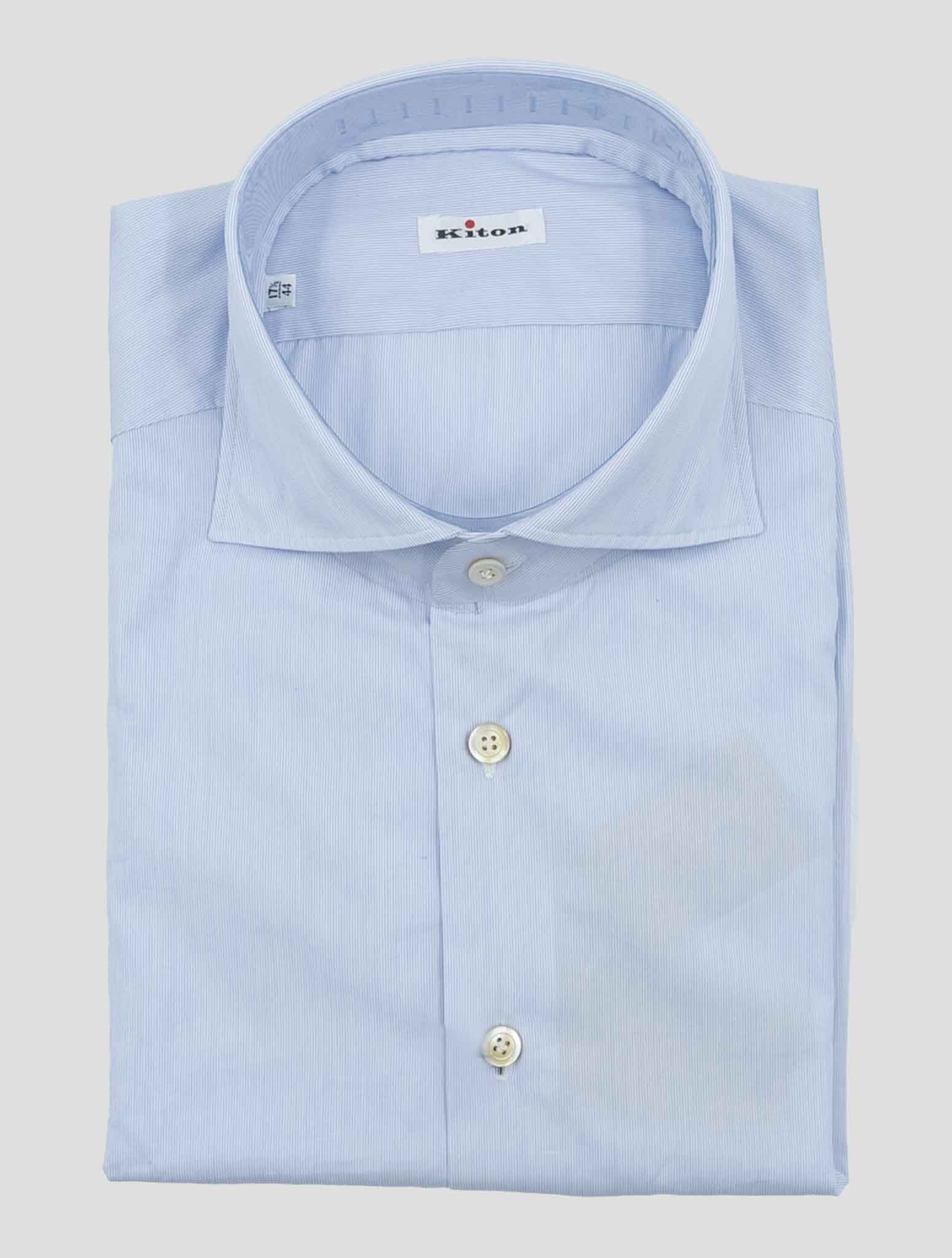 Kiton Light Blue White Cotton Shirt