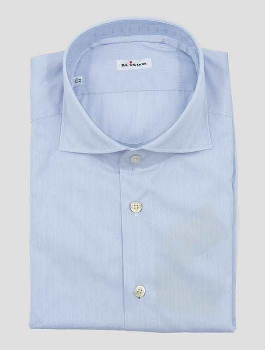 Kiton Light Blue White Cotton Shirt