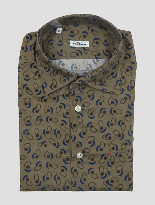 Kiton Brown Blue Cotton Shirt Nerano