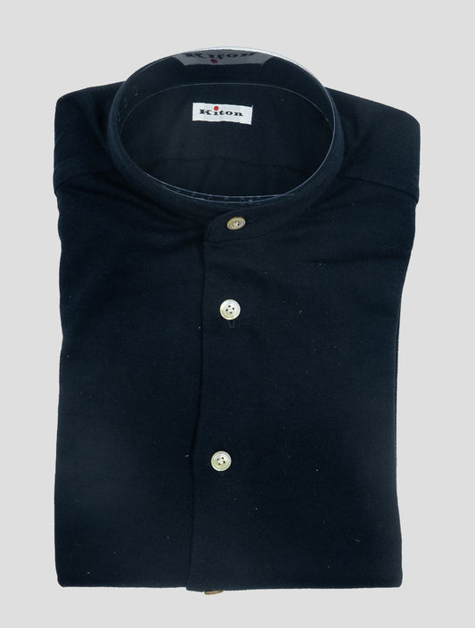 Kiton Blue Navy Cotton Cashmere Korean Shirt