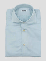 Kiton Blue White Cotton Shirt
