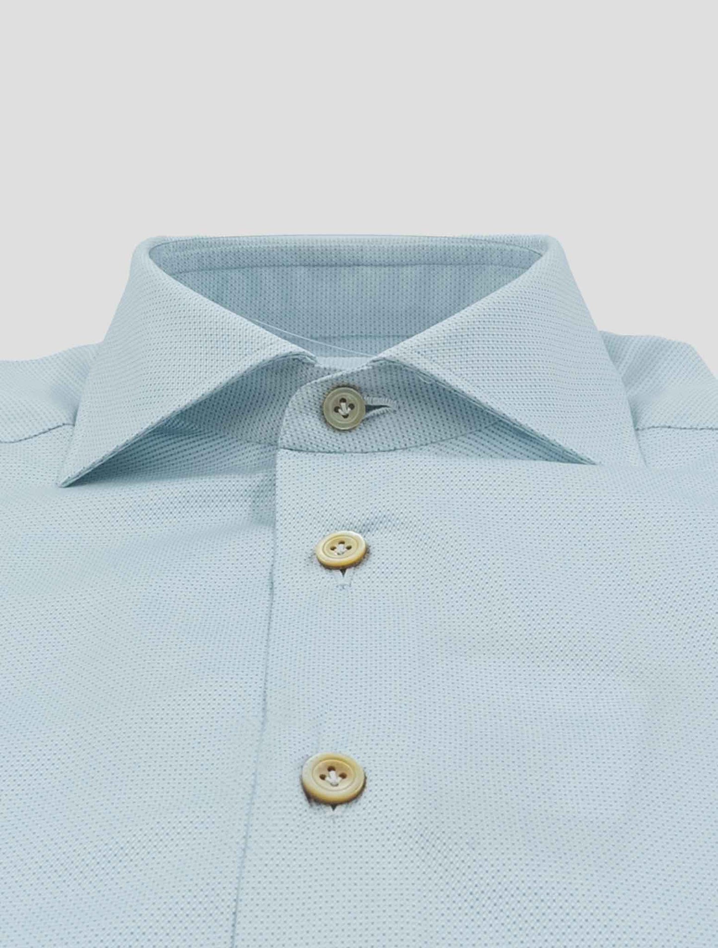 Kiton Blue White Cotton Shirt