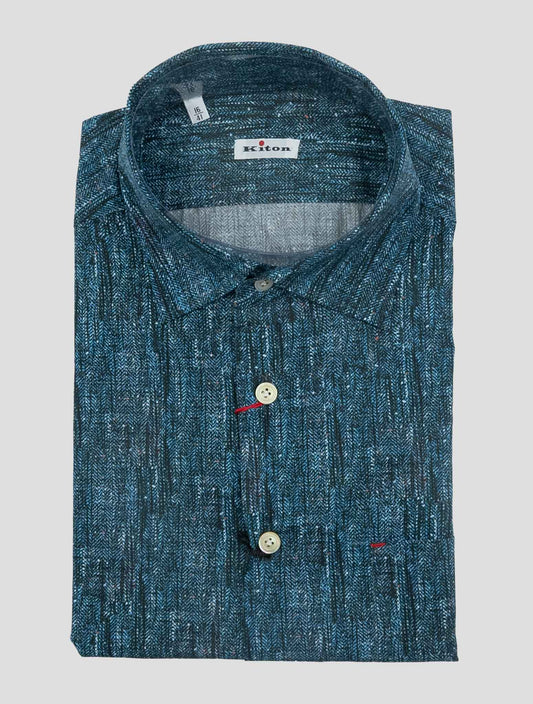 Kiton Blue Cotton Shirt Nerano