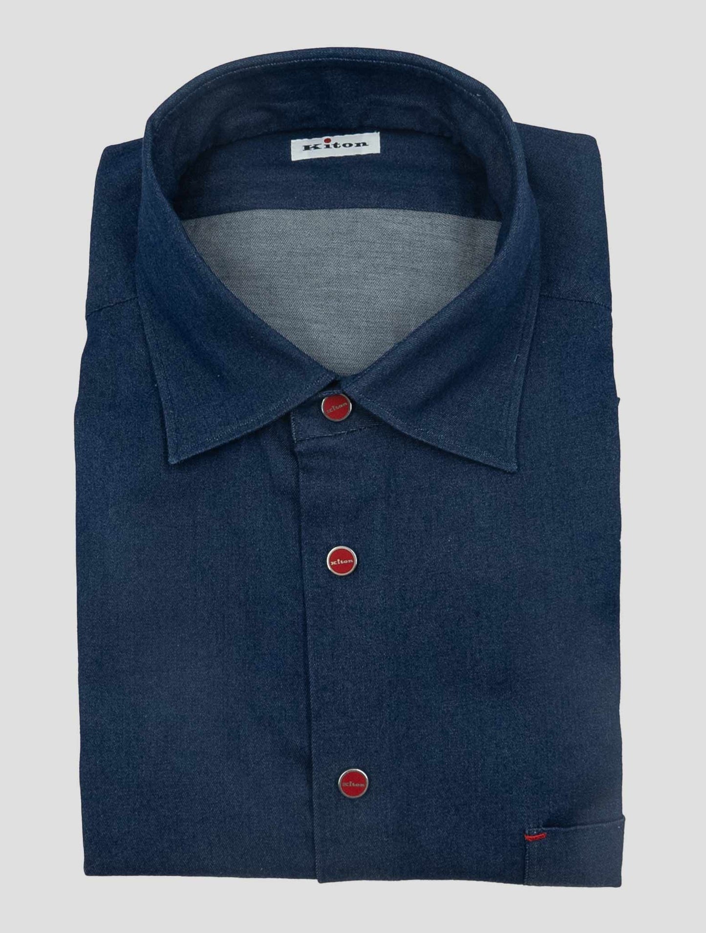 Kiton Denim Cotton Washed Shirt Nerano
