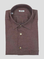 Kiton Burgundy Gray Cotton Shirt Nerano