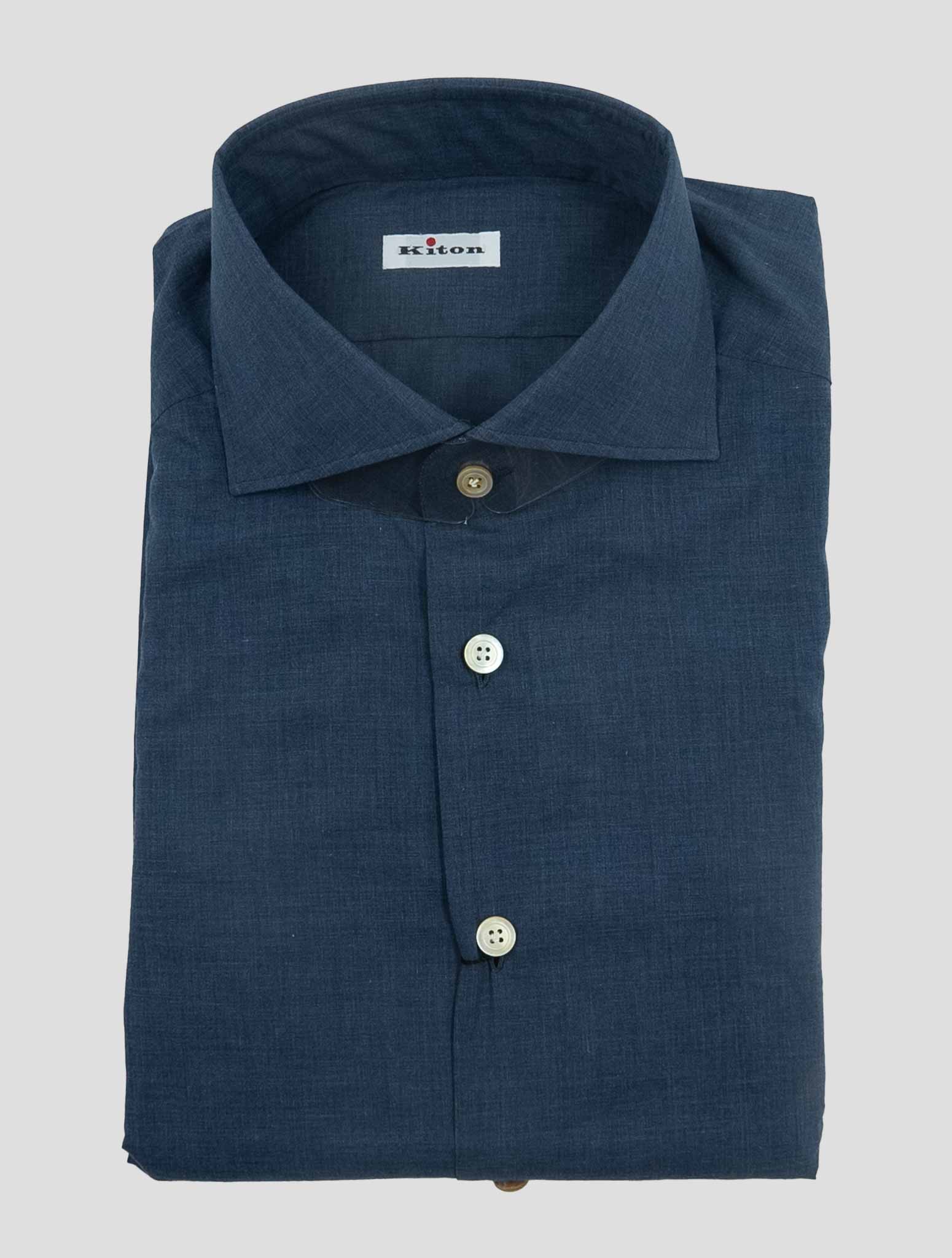 Kiton Blue Cotton Shirt