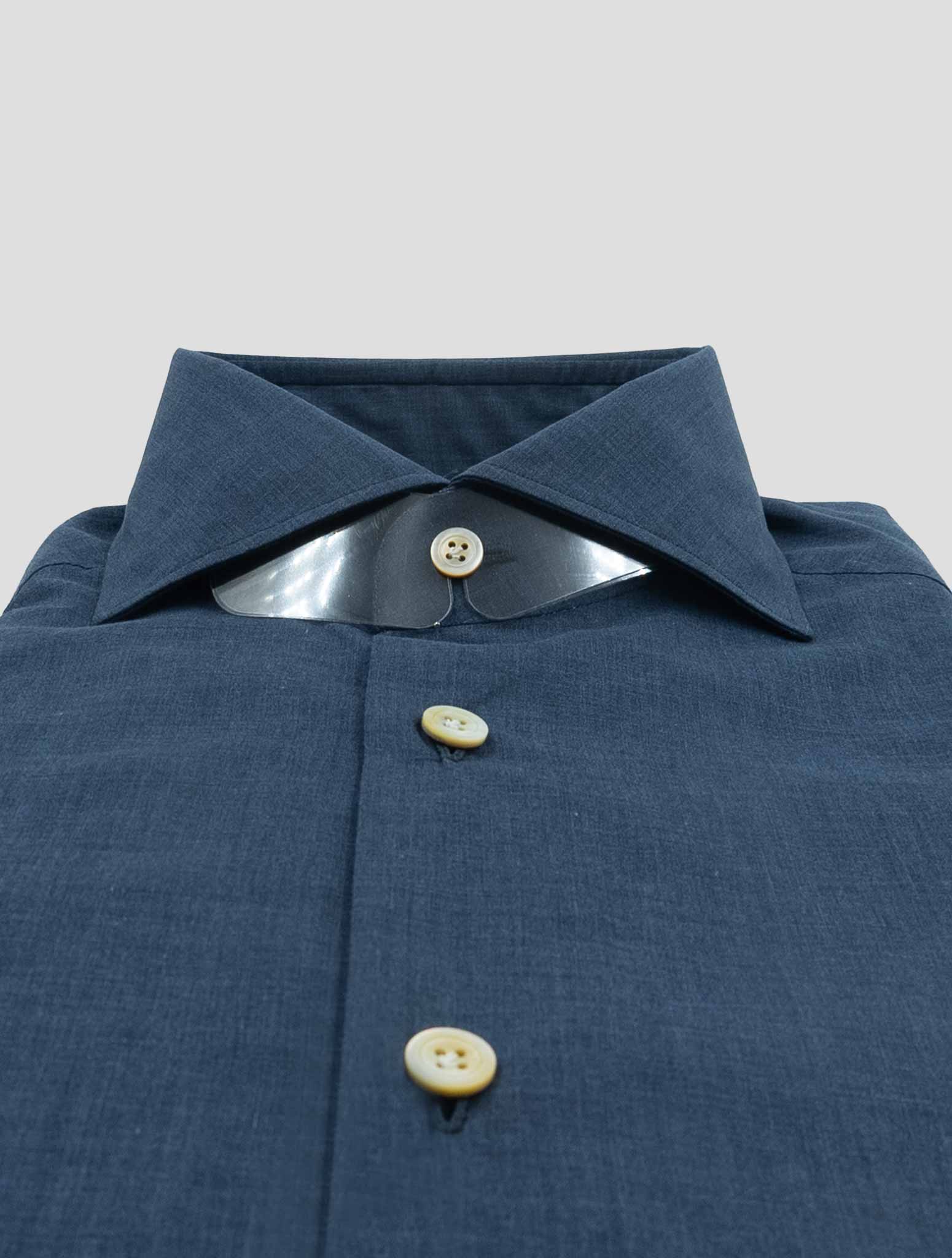 Kiton Blue Cotton Shirt