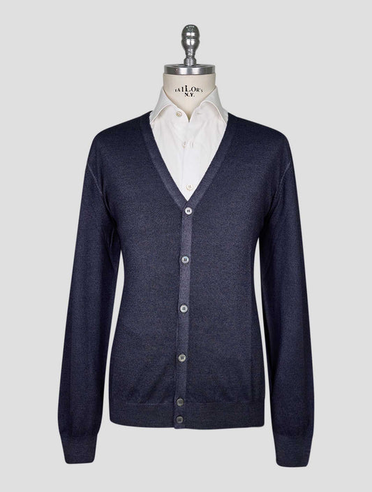 Kiton Blue Wool Cardigan