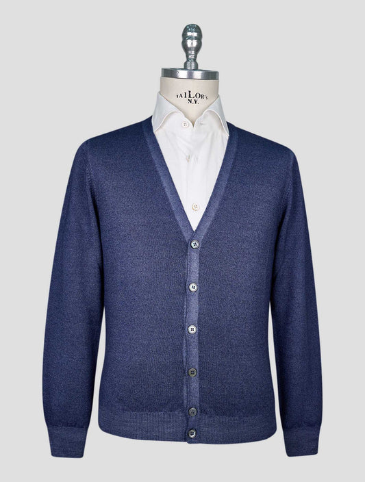 Kiton Blue Wool Cardigan
