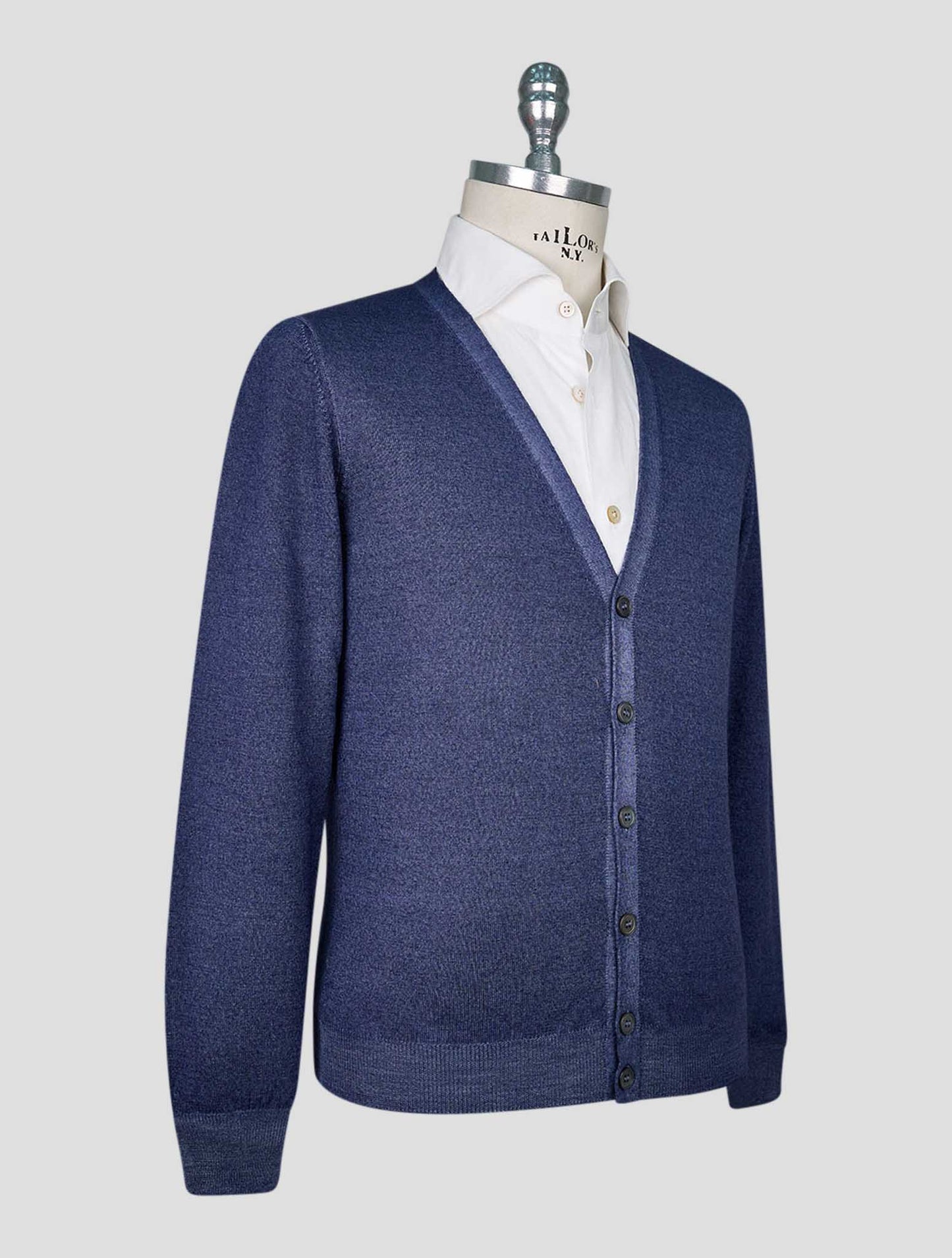 Kiton Blue Wool Cardigan