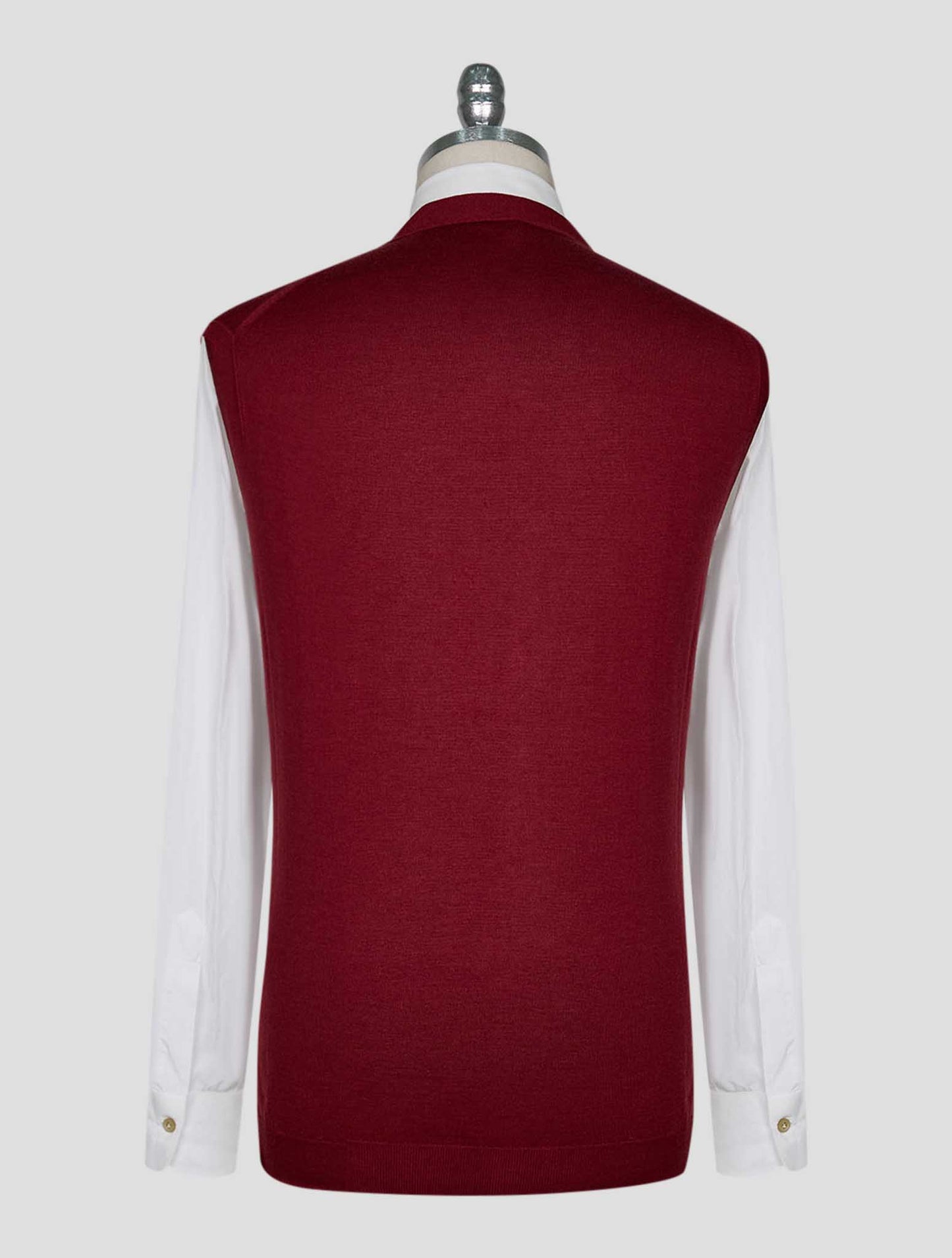 Kiton Burgundy Wool Cashmere Gilet Cardigan