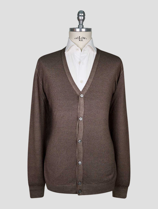 Kiton Brown Wool Cardigan