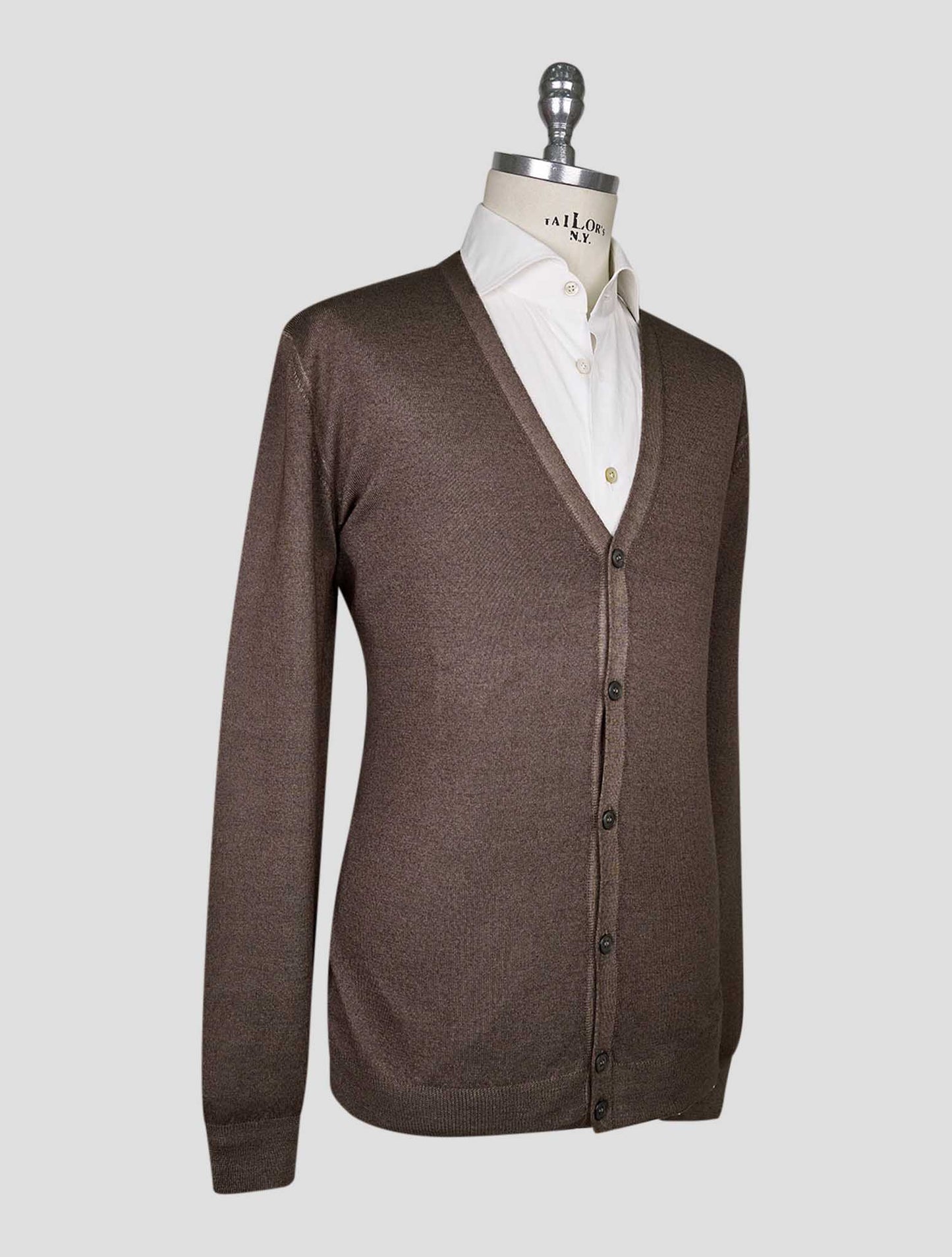 Kiton Brown Wool Cardigan