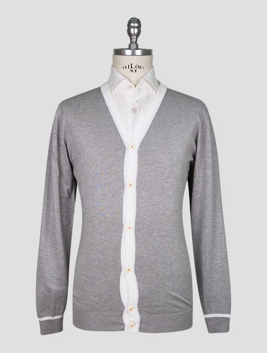 Kiton Gray White Cardigan