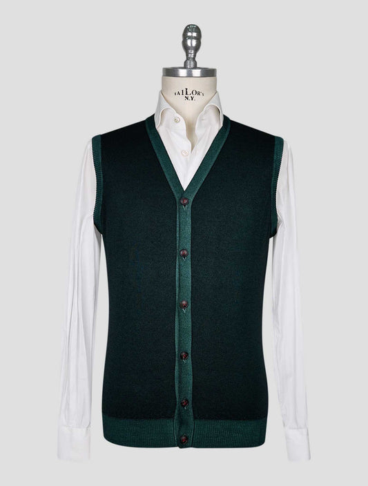 Kiton Green Cashmere Gilet Cardigan